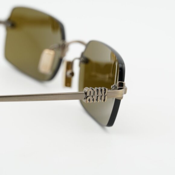 Miu Miu MUB50S 26C09Z Sunglasses Gold Rectangle Frame, Brown Lenses main image 8